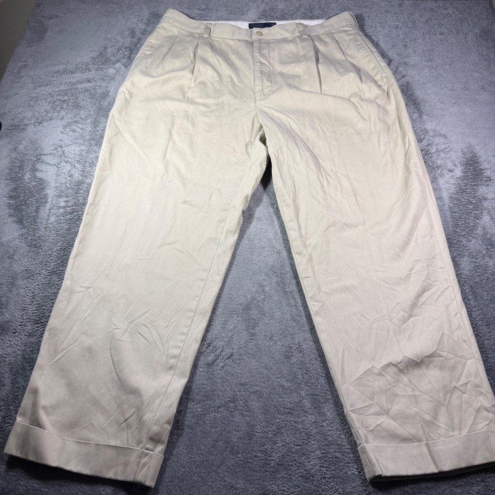 Polo Ralph Lauren Hammond Pant Mens 40x29 Tan Khaki Pleated Cuffed Chino Trouser